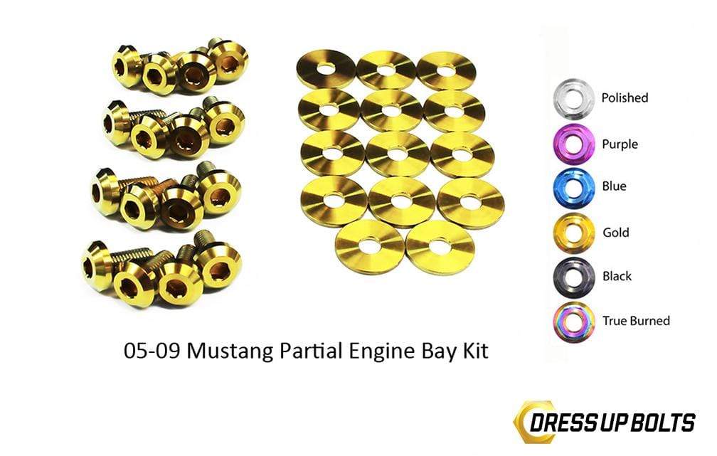 Ford Mustang (2005-2009) Titanium Dress Up Bolts Partial Engine Bay Kit
