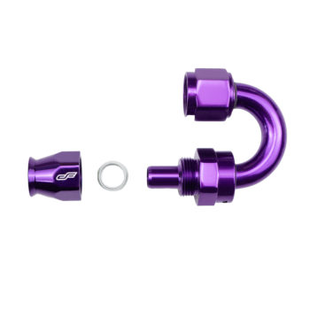 -8 AN 180 Degree Female Aluminum Hose End (PTFE) - Purple