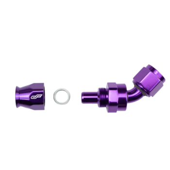 -10 AN 45 Degree Female Aluminum Hose End (PTFE) - Purple