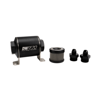 DeatschWerks 70mm In-Line Fuel Filter Kit — 100 Micron, -6AN