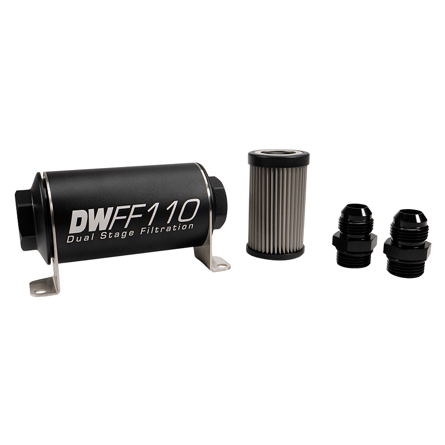 DeatschWerks 110mm In-Line Fuel Filter Kit — 10 Micron, -10AN