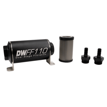DeatschWerks 110mm In-Line Fuel Filter Kit — 10 Micron, 3/8" Barb