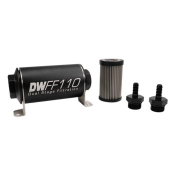 DeatschWerks 110mm In-Line Fuel Filter Kit — 10 Micron, 5/16" Barb