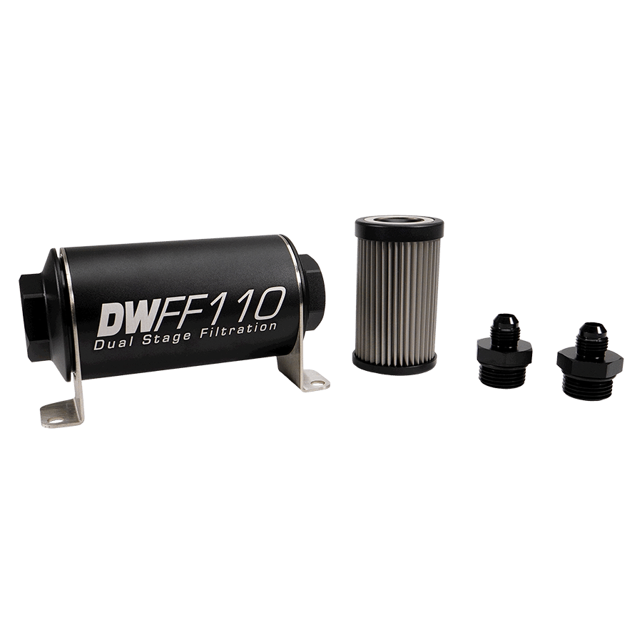DeatschWerks 110mm In-Line Fuel Filter Kit — 10 Micron, -6AN