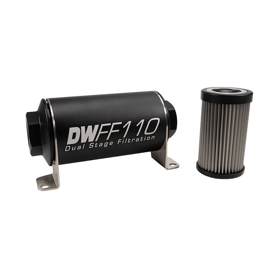 DeatschWerks 110mm In-Line Fuel Filter Kit — 10 Micron, ORB Female