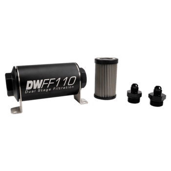 DeatschWerks 110mm In-Line Fuel Filter Kit — 100 Micron, -6AN