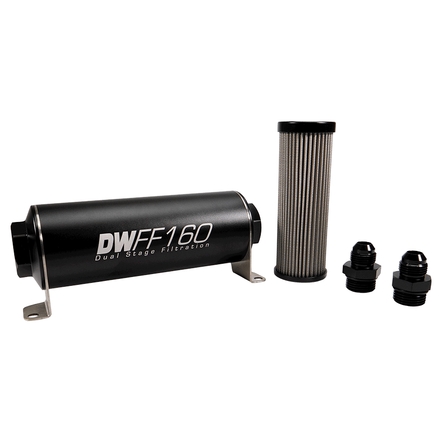 DeatschWerks 160mm In-Line Fuel Filter Kit — 5 Micron, -8AN