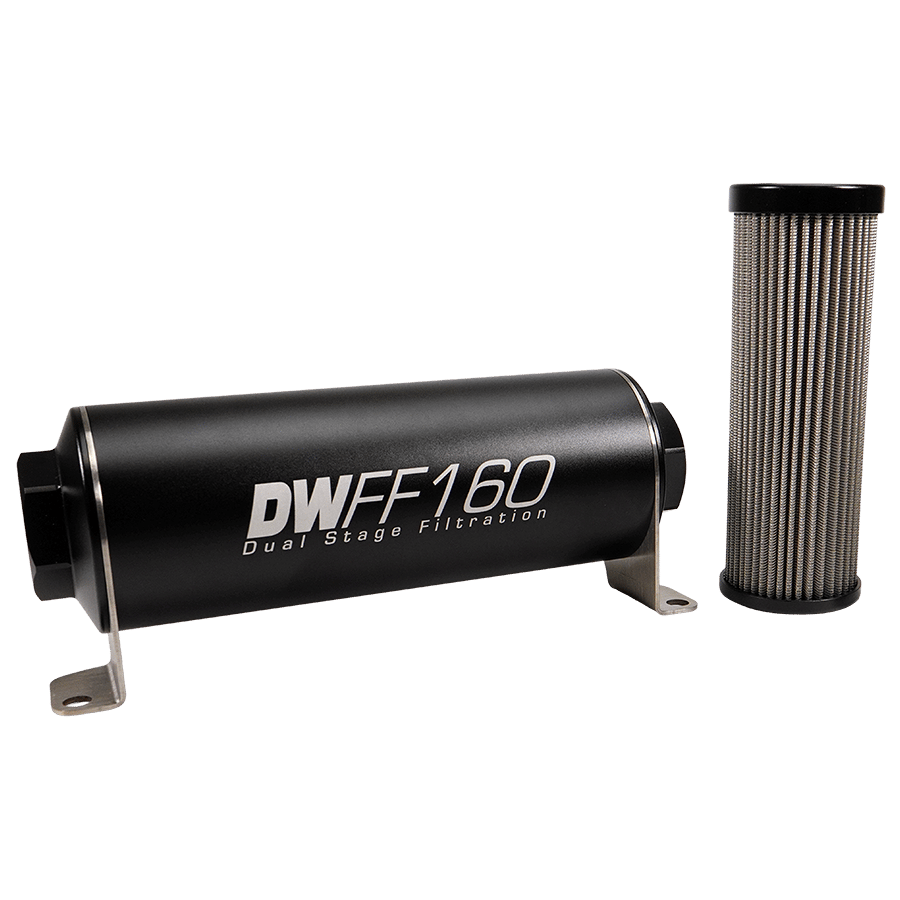 DeatschWerks 160mm In-Line Fuel Filter Kit — 5 Micron, ORB Female