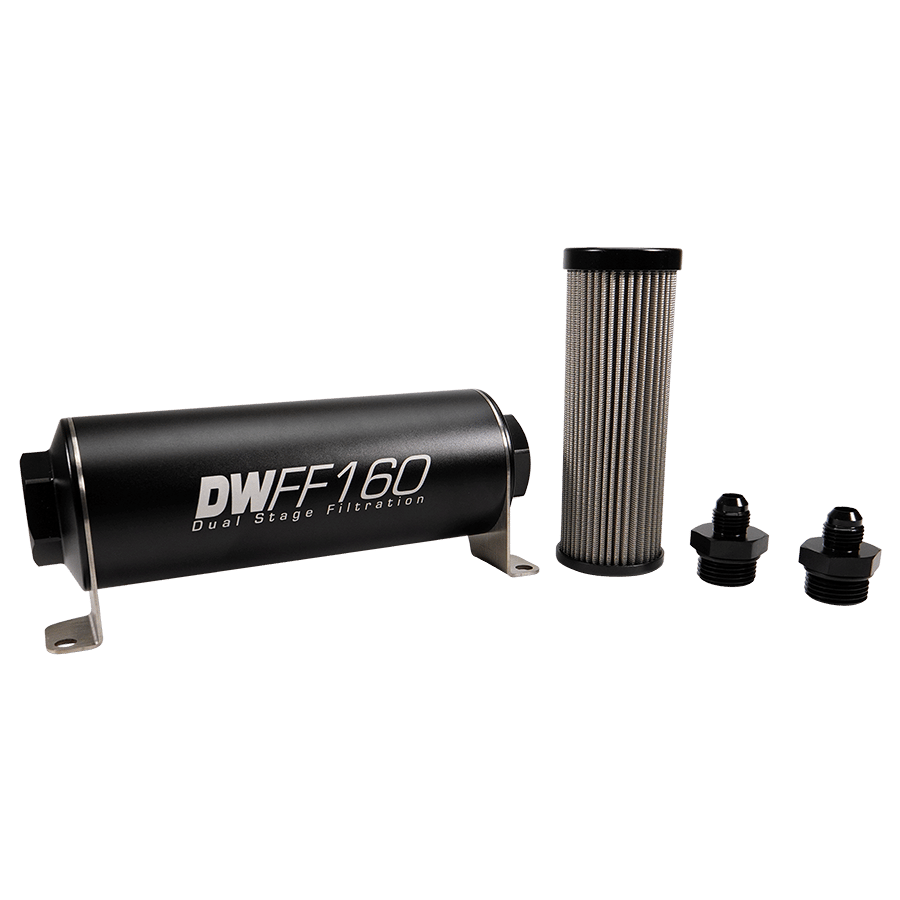 DeatschWerks 160mm In-Line Fuel Filter Kit — 10 Micron, -6AN