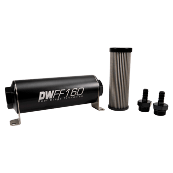 DeatschWerks 160mm In-Line Fuel Filter Kit — 40 Micron, 3/8" Barb