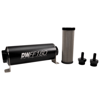 DeatschWerks 160mm In-Line Fuel Filter Kit — 100 Micron, 5/16" Barb