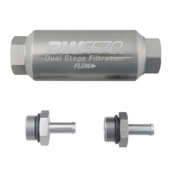 DeatschWerks 70mm In-Line Fuel Filter Kit — 10 Micron, 5/16" Barb