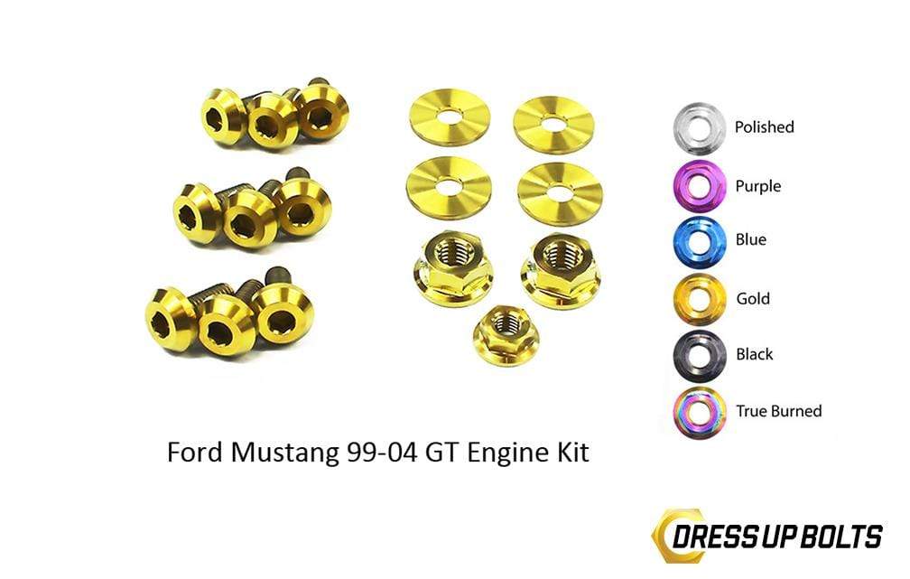 Ford Mustang GT (1999-2004) Titanium Dress Up Bolts Engine Kit | ColorFittings Ford Mustang GT (1999-2004) Titanium Dress Up Bolts Engine Kit | ColorFittings