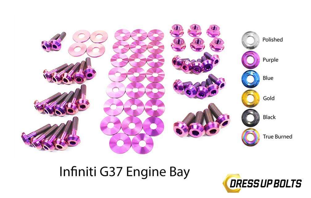 Infiniti G37 Coupe and Sedan (20082013) Titanium Dress Up Bolts Engine Bay Kit ColorFittings