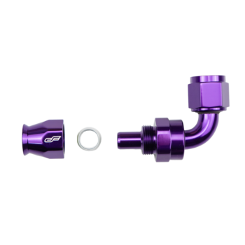 -10 AN 90 Degree Female Aluminum Hose End (PTFE) - Purple